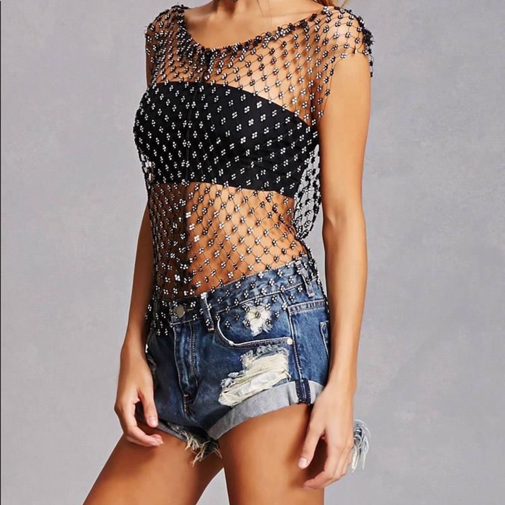 Women's Black Kikiriki Rhinestone Top - Picture 4 of 4